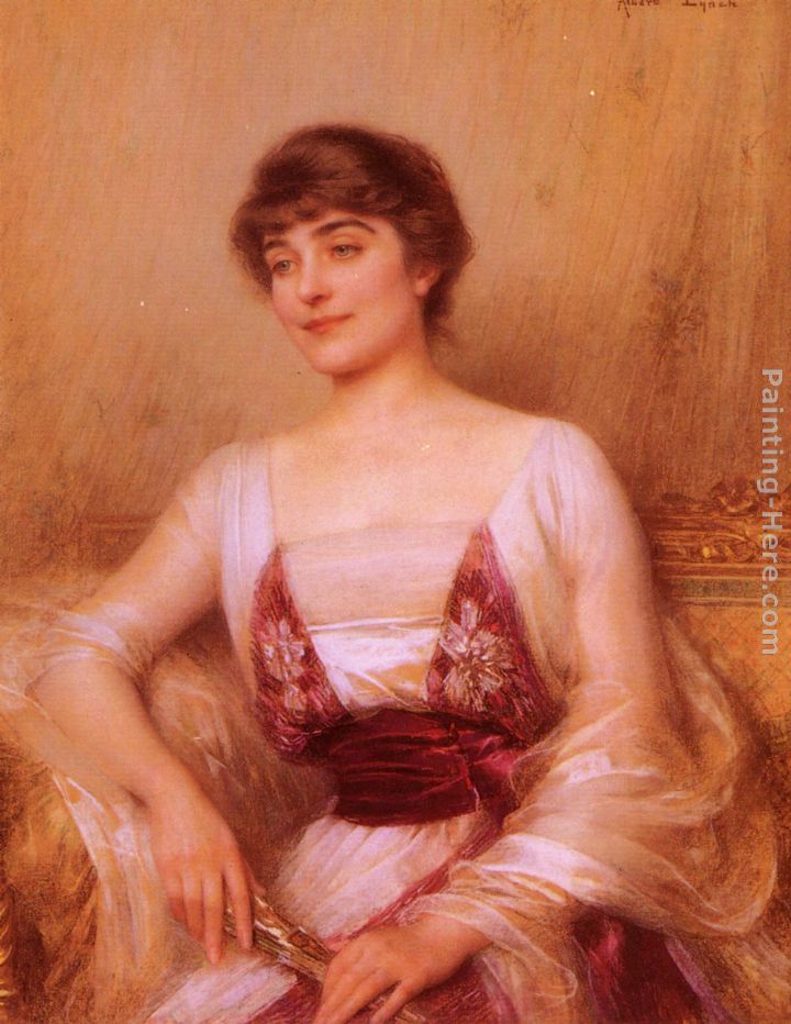 A Lady with a Fan painting - Albert Lynch A Lady with a Fan art painting